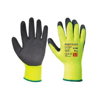   MV PW  téli nylon latex mártott kesztyű, sárga-fekete 9, A140-9