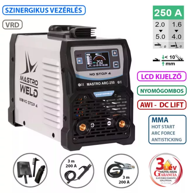 Mastroweld hegesztő inverter 250A 230V, MMA-250 IGBT (Mastro Arc), 0012500F