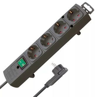   Brennenstuhl Comfort-Line Plus elosztósor a fülek 4 dugaszhelyes fekete 2m H05VV-F 3G1,5, 1153100100