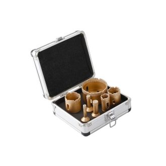   Lev Festa gyémánt körkivágó készlet 7 részes 8/10/14/22/32/40/68mm, M14 kerámia csempe, gránit, márvány, vízmentes használat, kofferben, 24650