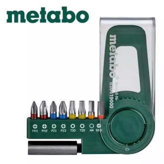   Metabo bitkészlet 9 részes PH1/PH2/PZ1/PZ2/H4/T20/T25/SL5,5, mágneses bittartóval, 630419000