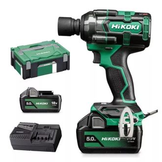   Hikoki akkus 18V ütvecsavarozó, 1/2" befogás, 345Nm, szénkefe mentes, 2db 5Ah akku +töltő, Hitboxban, WR18DHWPZ
