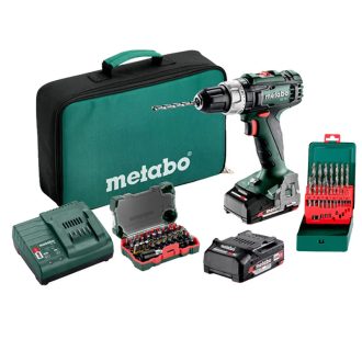   Metabo SB 18 L SET 18Volt Fúró-ütvefúró + 2db akku + töltő + ajándék 32 részes bitkészlet + 19 részes HSS-G fúró készlet, gyöngyvászon táskában, SB18LSET+HSSG