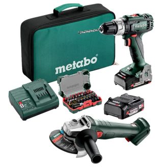   Metabo W18 7-125 125mm sarokcsiszoló + SB 18 L SET fúró-ütvefúró akkus csomag, W7SET