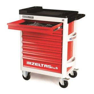   Izeltas PRO Széria műhely kocsi teljes, 8 fiók, 206 db, piros, 8241 00 1209