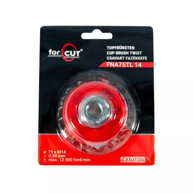 Flexmann For Cut fazékkefe 75mm * M14- 0,5 csavart, edzett, FNA75TL14