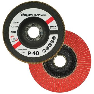   Flexmann lamellás csiszolókorong 125x22,2mm, K40, 100% kerámia, kúpos, fém-inox, VE-3011