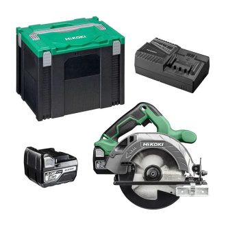   Hikoki akkus 18V körfűrész 165mm; 3800 ford/perc +2db 18V, 5.0Ah akku +UC18YFSL töltő, Hitboxban, C1806DAWRZ