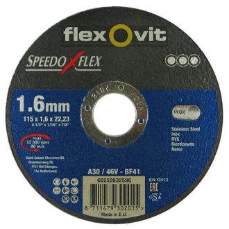   Flexovit Speedoflex vágókorong 115x1,6x22,2mm, A 30/46V BF41, fém-inox, 66252832596
