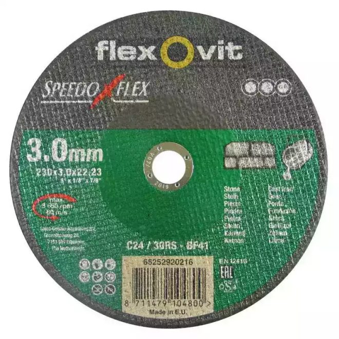Flexovit Speedoflex vágókorong 115x3,0x22,2mm, C 24/30RS BF41, kő, 66252920204
