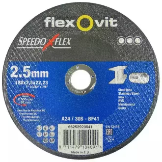  Flexovit Speedoflex vágókorong 180x2,5x22,2mm, A 24/30 S-BF41, fém-inox, 66252920041