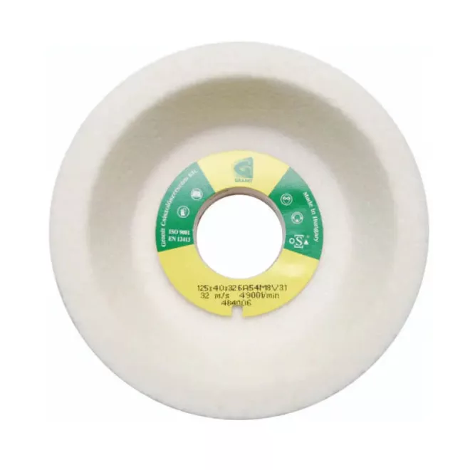 Gr kerámia kötésű fazékkorong 125x45x32mm 6A60K fehér, kúpos, 10128