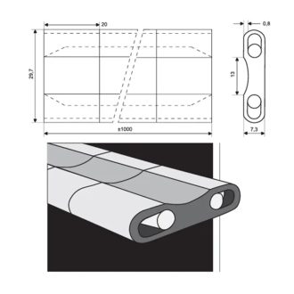   Esab kerámia alátét PZ 1500/02- 24db/doboz ívelt, 13,2x0,8x30x7,0/1000 (50x20)mm, 2150002000
