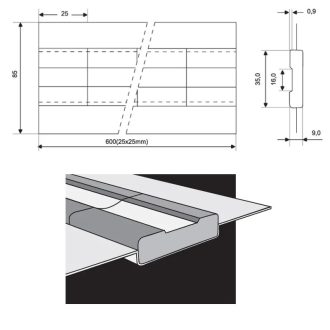  Esab kerámia alátét PZ 1500/54- 30db/doboz szögletes, 16x0,9x35x9,0/600 (24x25)mm, 2150054000