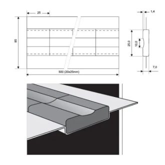   Esab kerámia alátét PZ 1500/72- 56db/doboz ívelt, 9,5x1,5x25x7,0/500 (20x25)mm, 2150072000