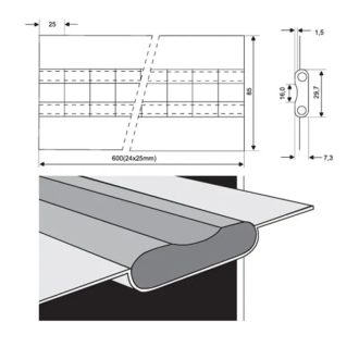   Esab kerámia alátét PZ 1500/80- 48db/doboz ívelt, 16x2,0x30x7,0/600 (24x25)mm, 2150080600