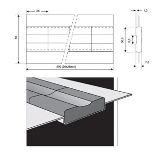   Esab kerámia alátét PZ 1500/81- 48db/doboz szögletes, 13x1,5x30x7,0/600 (24x25)mm, 2150081600