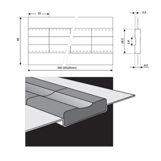   Esab kerámia alátét PZ 1500/87- 54db/doboz ívelt, 5,6x0,9x28x6,5/500 (20x25)mm, 2150087000