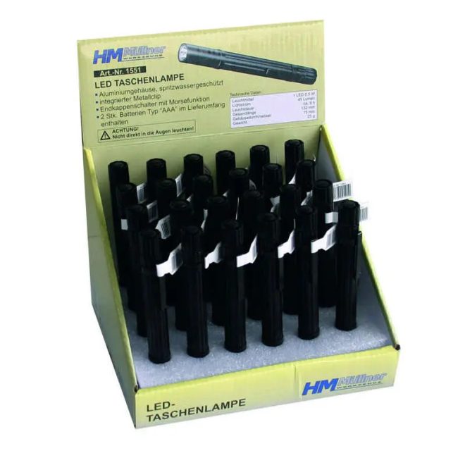 HM Müllner LED zseblámpa, 1W 132x15mm, 2db AAA elemmel, 1551