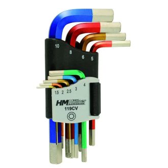   HM Müllner imbuszkulcs készlet, színkódolással, 9 részes, 1,5-10mm, rövid, 119CV