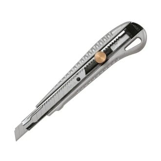   HM Müllner tapétavágó, törhető pengés kés 9mm, fém markolat, fém pengevezető rögzítőcsavarral, 123A