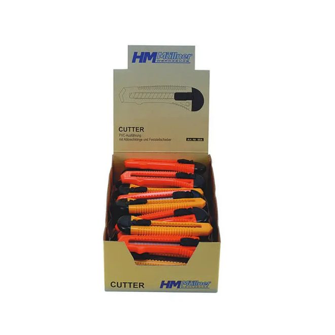 HM Müllner tapétavágó, törhető pengés kés 18mm, műanyag ház, sárga, 130A