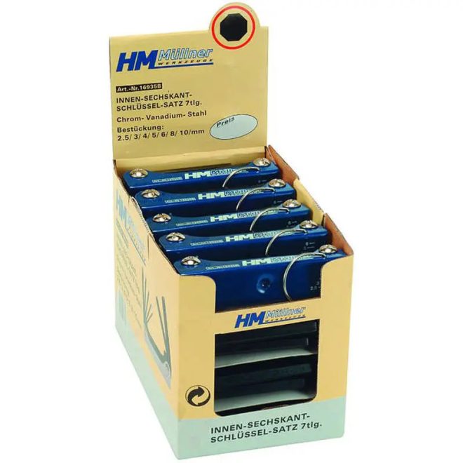 HM Müllner imbuszkulcs gömbfejjel készlet 7 részes, 2,5-10mm, összecsukható, 16935B