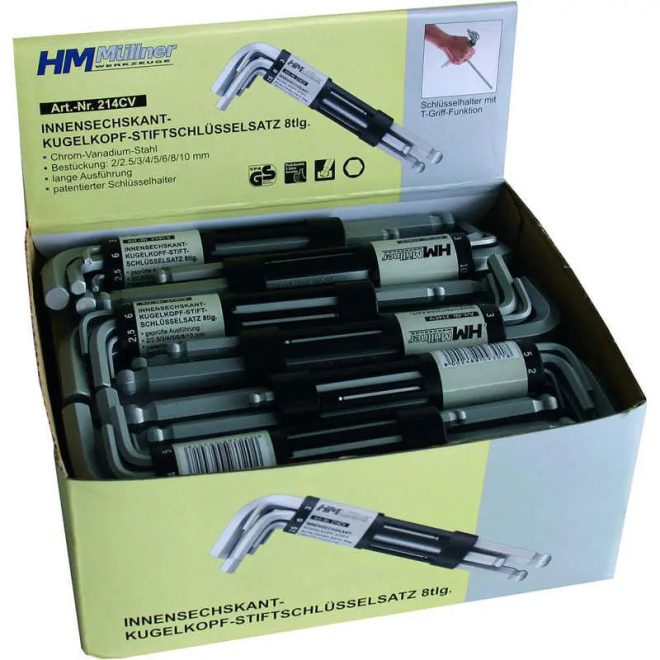 HM Müllner imbuszkulcs gömbfejjel készlet 8 részes, 2-10mm, 214CV