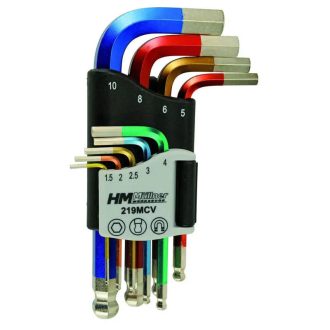   HM Müllner imbuszkulcs gömbfejjel készlet, színkódolással, 9 részes, 1,5-10mm, rövid, mágneses, 219MCV