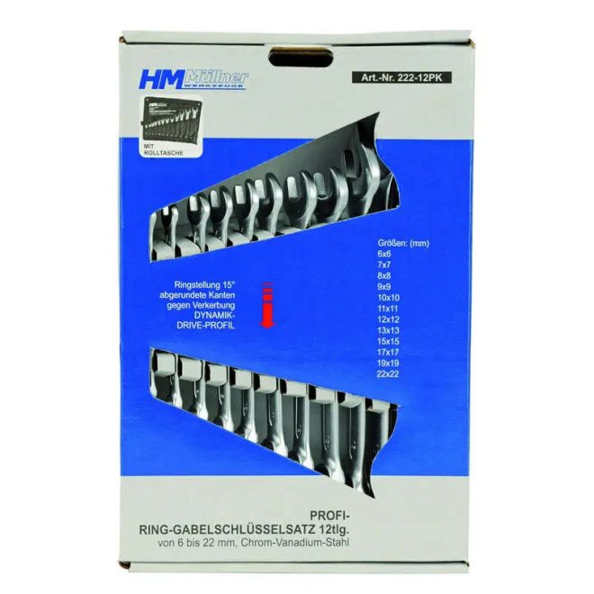 HM Müllner csillag-villáskulcs készlet 12 részes, 6-22mm, Profi, 222-12PK