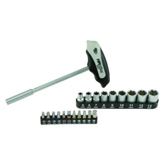  HM Müllner T-csavarhúzó készlet 150mm, 1/4", 5-13mm, PH1, PH2, PZ1, PZ2, FL4, FL6, TX15-TX30, adapter, bliszteres, 248-3