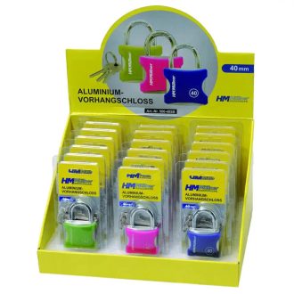   HM Müllner lakat 3 kulccsal, 3x retesz 40mm-23,0x6,0mm, alumínium, sárgaréz, edzett acél, bliszteres, 500-40SB