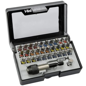   HM Müllner bitkészlet 32 részes PZ/PH/FL/SW/TX/TXB, adapter 1/4" hatszög és 1/4" négyzet 60 mm-es bittartó gyorsváltó tokmánnyal, 5032S