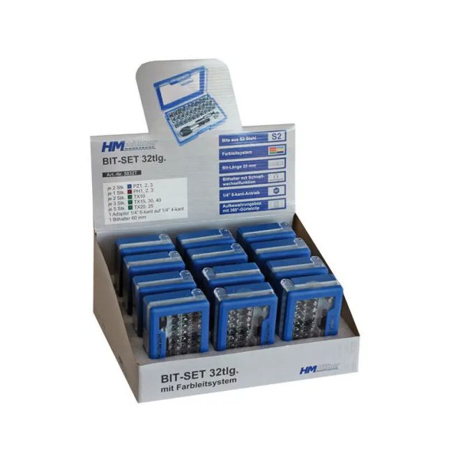HM Müllner bitkészlet 32 részes PZ/PH/TX, bittartó gyors cserélhető tokmánnyal, 5032T