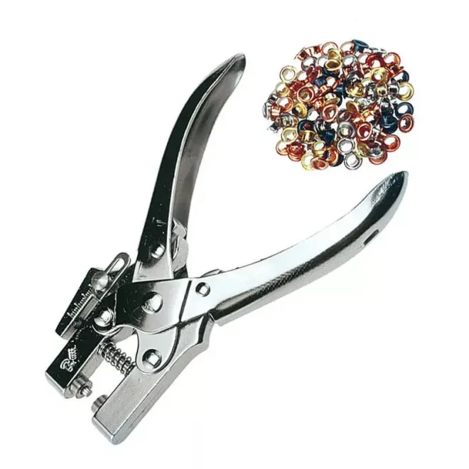 HM Müllner lyukasztó fogó, szegecselő fogó 100db 4mm-es fém fűzőkarikával, 7T31