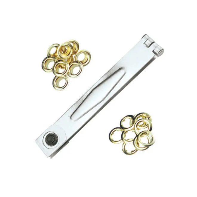 HM Müllner lyukasztó fogó, szegecselő fogó 10db 10mm-es fém fűzőkarikával, 7T9