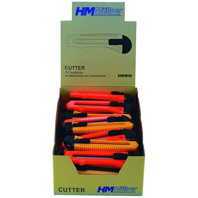 HM Müllner tapétavágó, törhető pengés kés 18mm, műanyag ház, narancssárga, 80A