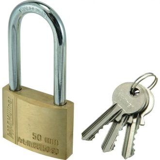   HM Müllner lakat 3 kulccsal, extra erős 50mm-82,0x8,0mm, sárgaréz, edzett acél, 88L50-90