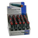 HM Müllner tapétavágó, törhető fekete pengés kés 18mm, műanyag ház, penge rögzítő kerékkel, 94A