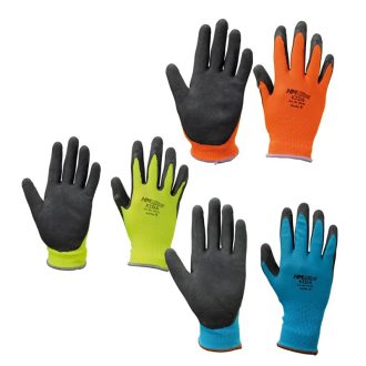   HM Müllner MV kesztyű gyermek, sárga poliészter fekete habosított latex tenyér 5 (6-8 éves), AH-5L