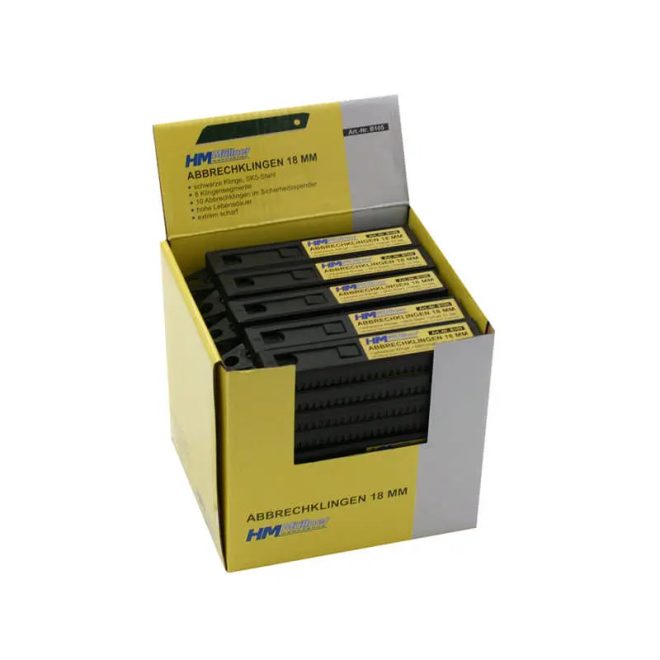 HM Müllner tapétavágó kés penge 18 x0,5mm, 10db/csomag, fekete penge, SK5 acél, rendkívül éles, B105