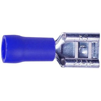   HM Müllner kábelsaru, csúszósaru, lapos csatlakozó hüvely 6,3mm saruszélesség (6,3-0,8) kék, 20db/bliszter, B463