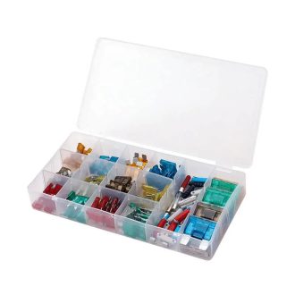   HM Müllner autóbiztosíték készlet 147db/szortiment doboz (13 méret, 5 típus, 2-70 Amper), BOX-AS147