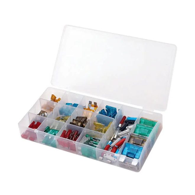 HM Müllner autóbiztosíték készlet 147db/szortiment doboz (13 méret, 5 típus, 2-70 Amper), BOX-AS147