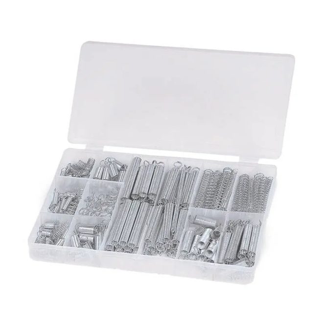 HM Müllner rugó készlet, 200db/szortiment doboz (10 szakító+ 8 nyomórugó), BOX-F200