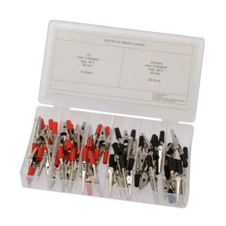   HM Müllner krokodil csipesz készlet 60db/szortiment doboz (55mm, max. 5A), BOX-KK60