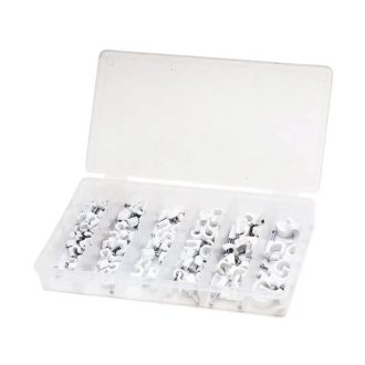   HM Müllner kábelrögzítő, kábel védőscső, kábeltartó kapocs készlet 130db/szortiment doboz (6 méret), BOX-NS130