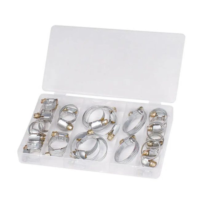 HM Müllner tömlőbilincs, bilincs készlet 26db/szortiment doboz (6 méret), BOX-SK26