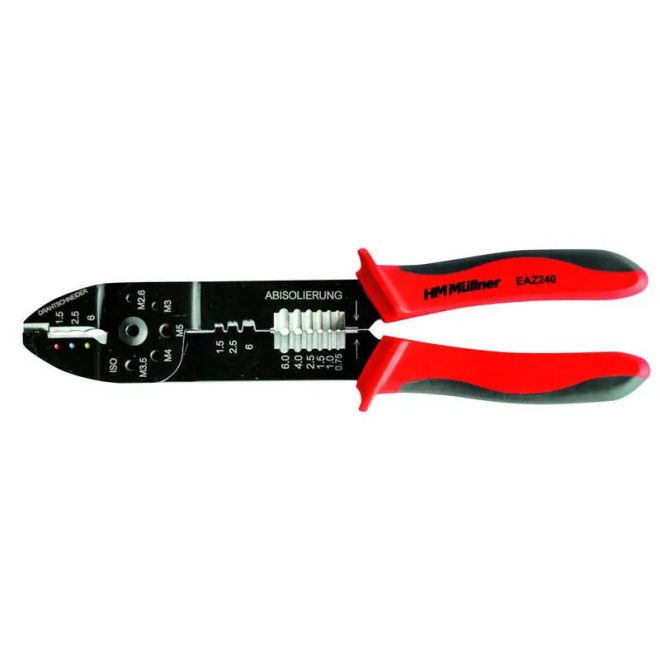 HM Müllner krimpelő fogó, kábelsarufogó 240mm, bliszteres, EAZ240