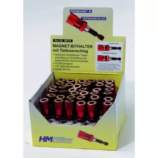 HM Müllner bitbefogó 1/4", mágneses, mélységbeállítás, MH76